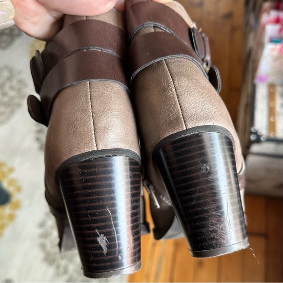 Rampage Faux Leather Vinci Ankle Booties Taupe Brown Fall Boots Size 9 - Picture 4 of 10